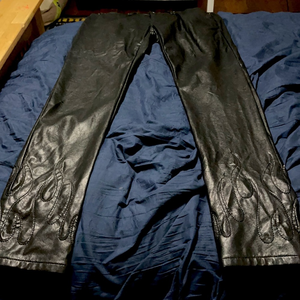 MNML leather-material jeans